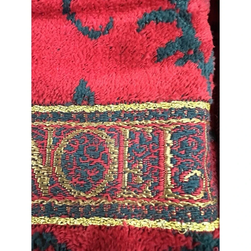 3 Fieldcrest Poinsetta Noel Holiday Christmas Towels Hand & Tip